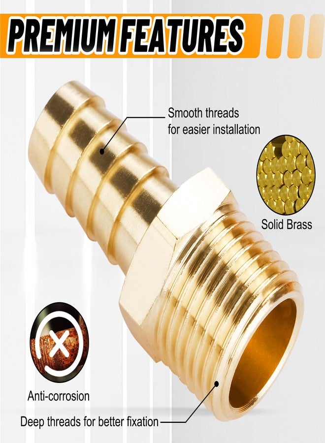 Ailbiuko 22Pcs Brass Hose Fittings, 3/8" Barb to 1/4" NPT, 1/4" Barb to 1/4" NPT Male, 1/8" 1/4" 3/8" 1/2" Barbed Air Hose Kit with 44Pcs Pipe Hose Clamps - Image 3